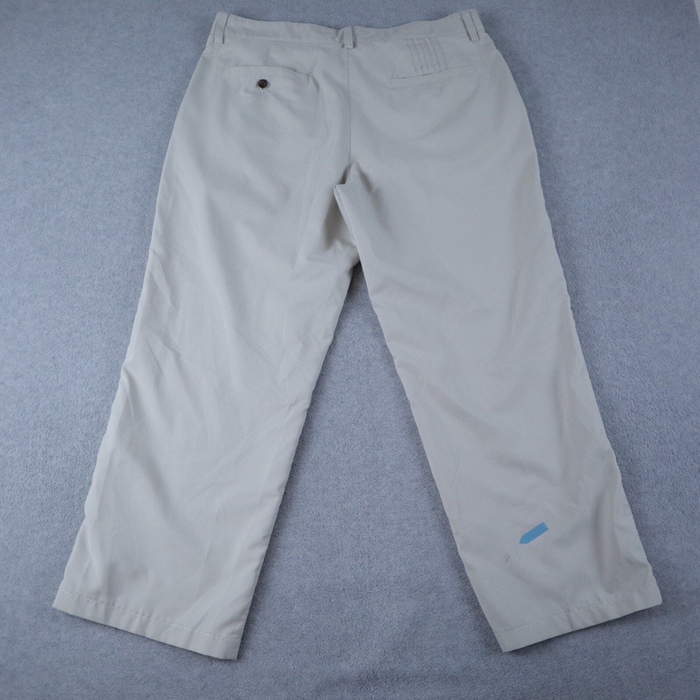 Adidas Golf Pants Mens 34x32 Climalite Performance Chino Slacks Flat Front Beige - Picture 7 of 8